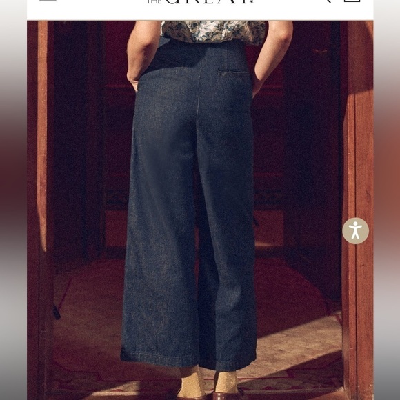 The GREAT The Sculpted Trouser Pleated in Rinse Wash Flare Wide Leg size 28 - Picture 3 of 12